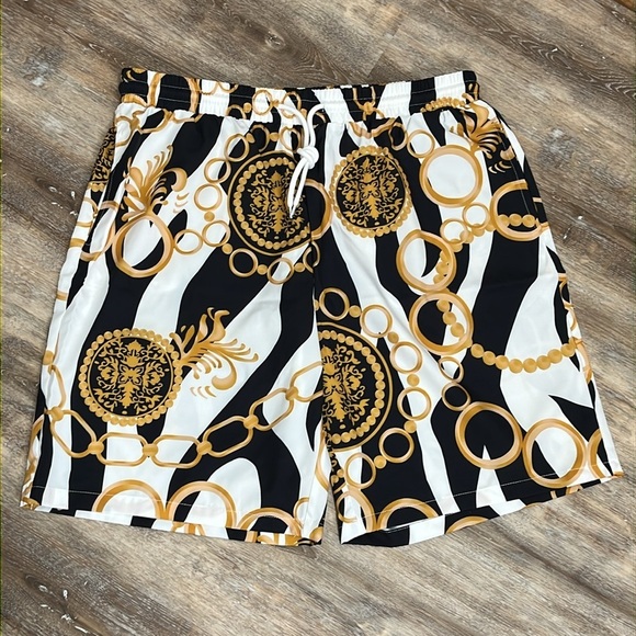 Shein Manfinity Chain Print Shirt & Short Set Men's XXL Equestrian Luxury Style - Picture 7 of 14